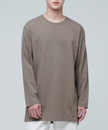 レイヤードクルーネック長袖Tシャツ_ロング丈 [ココア]