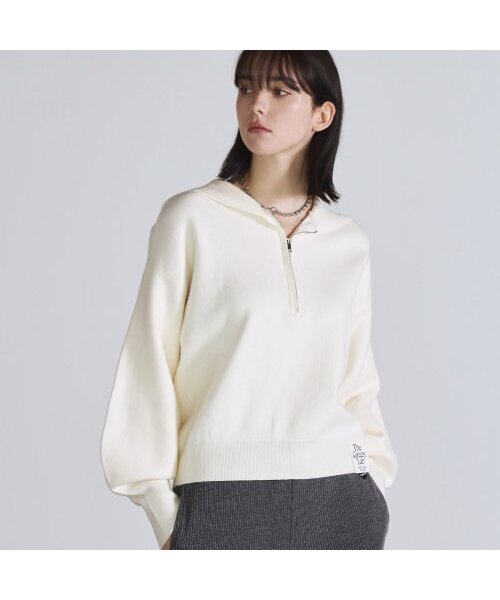 THE GREEN LAB（ザグリーンラボ）の「ハーフジップアップフードプルオーバー [アイボリー]（ニット/セーター・レディース・その他・FREE）」の2枚目の写真