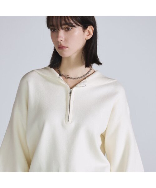 THE GREEN LAB（ザグリーンラボ）の「ハーフジップアップフードプルオーバー [アイボリー]（ニット/セーター・レディース・その他・FREE）」の3枚目の写真