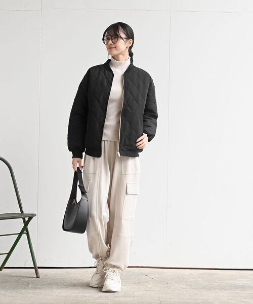 rps（アールピーエス）の「ダイヤキルトＭＡ－１ブルゾン（MA-1・レディース・ブラック/カーキ・フリー）」の3枚目の写真