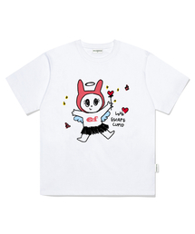 ラブキューピッドプリントオーバーサイズ半袖Tシャツホワイト