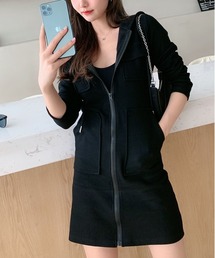パーカー付きロングワンピース