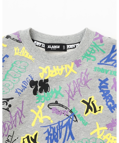 XLARGE KIDS（エクストララージキッズ）の「グラフィティロゴ総柄トレーナー（スウェット・キッズ・ブラック/トップグレー・140cm/130cm/90cm/80ｃｍ/120cm/100cm/110cm）」の13枚目の写真