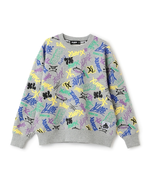 XLARGE KIDS（エクストララージキッズ）の「グラフィティロゴ総柄トレーナー（スウェット・キッズ・ブラック/トップグレー・140cm/130cm/90cm/80ｃｍ/120cm/100cm/110cm）」の5枚目の写真