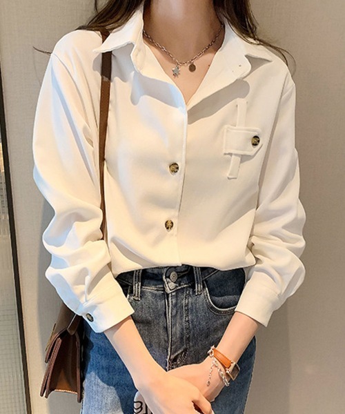 SallyLunn(サリーラン)の「ポケットデザイン長袖シャツ(シャツ/ブラウス・レディース・ベージュ/ホワイト・LARGE/MEDIUM)」の17枚目の写真