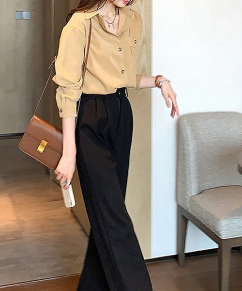 SallyLunn(サリーラン)の「ポケットデザイン長袖シャツ(シャツ/ブラウス・レディース・ベージュ/ホワイト・LARGE/MEDIUM)」の9枚目の写真