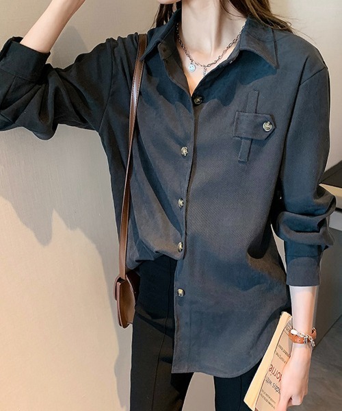 SallyLunn(サリーラン)の「ポケットデザイン長袖シャツ(シャツ/ブラウス・レディース・ベージュ/ホワイト・LARGE/MEDIUM)」の12枚目の写真