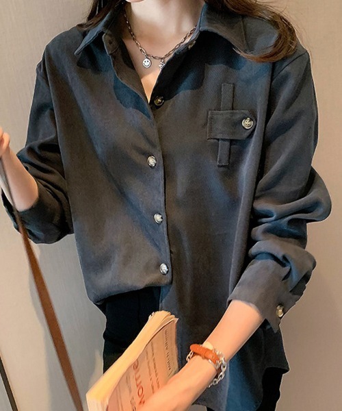 SallyLunn(サリーラン)の「ポケットデザイン長袖シャツ(シャツ/ブラウス・レディース・ベージュ/ホワイト・LARGE/MEDIUM)」の13枚目の写真