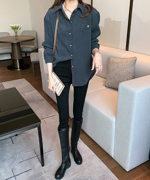 SallyLunn(サリーラン)の「ポケットデザイン長袖シャツ(シャツ/ブラウス・レディース・ベージュ/ホワイト・LARGE/MEDIUM)」の3枚目の写真
