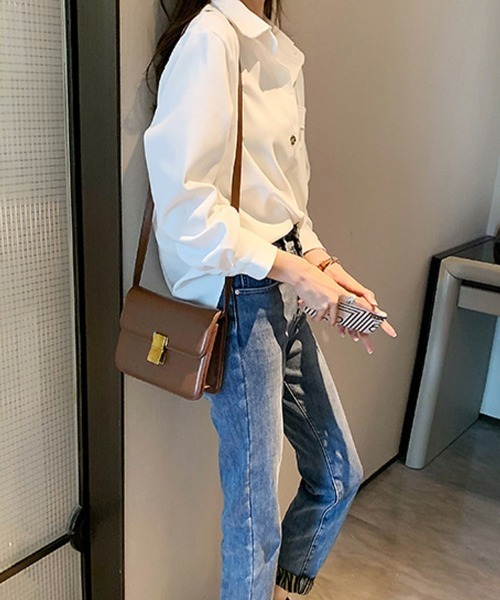 SallyLunn(サリーラン)の「ポケットデザイン長袖シャツ(シャツ/ブラウス・レディース・ベージュ/ホワイト・LARGE/MEDIUM)」の7枚目の写真