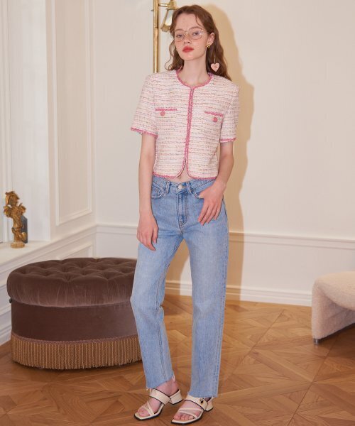 SALON DE YOHN(サロンドヨーン)の「Straight Denim Pants(デニムパンツ・レディース・スカイブルー・LARGE/MEDIUM/SMALL)」の3枚目の写真