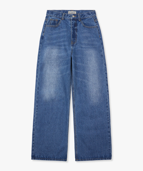 WEDNESDAY OASIS(ウェンズデーオアシス)の「リラックスドキャットウォッシングデニムパンツ_Blue(WC25-PT02)(デニムパンツ・メンズ・ブルー・MEDIUM/LARGE)」の1枚目の写真