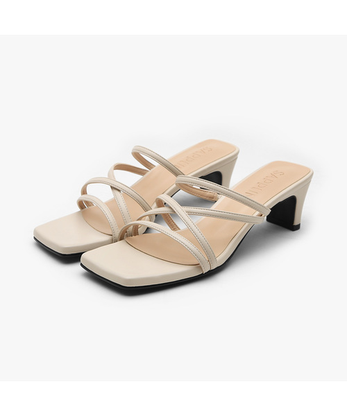 SAPPUN（サプン）の「Natalie スクエア ストラップ サンダル ミュール (5cm)（サンダル・レディース・ブラック/ホワイト/スカイブルー/ベージュ/シルバー/ブラウン/アイボリー・25cm/25.5cm/22.5cm/23cm/23.5cm/24cm/24.5cm）」の3枚目の写真
