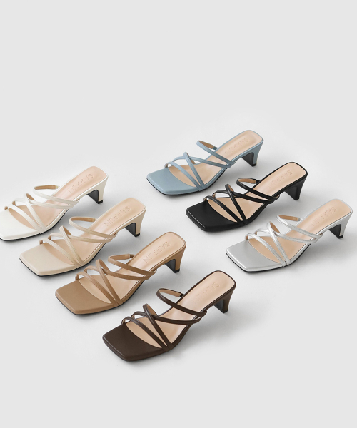 SAPPUN（サプン）の「Natalie スクエア ストラップ サンダル ミュール (5cm)（サンダル・レディース・ブラック/ホワイト/スカイブルー/ベージュ/シルバー/ブラウン/アイボリー・25cm/25.5cm/22.5cm/23cm/23.5cm/24cm/24.5cm）」の8枚目の写真