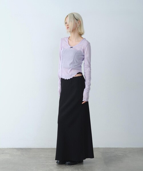 CODE A（コードエー）の「◆【Re】easy－fit long skirt（スカート・レディース・ホワイト/ブラック・38/36/34）」の8枚目の写真