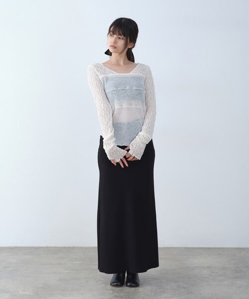 CODE A（コードエー）の「◆【Re】easy－fit long skirt（スカート・レディース・ホワイト/ブラック・38/36/34）」の9枚目の写真