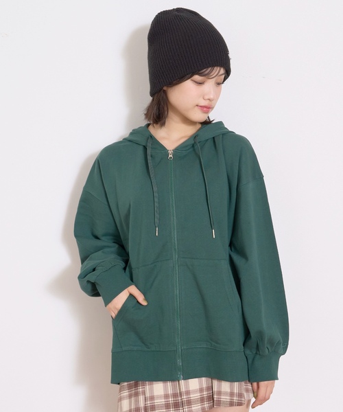 LOVETOXIC（ラブトキシック）の「【裏起毛】綿100%ZIPパーカ（パーカー・キッズ・ブラック/ホワイト系その他/グリーン・M:150cm/S:140cm/L:160cm/LL(170cm)）」の3枚目の写真