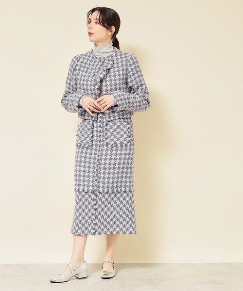 Sunauna(スーナウーナ)の「【COLLECTION LINE】ツイードフリンジスカート(スカート・レディース・ライトグレー系3/ブラック系3・38/40)」の6枚目の写真