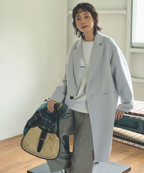 Gready Brilliant（グレディブリリアン）の「Ｗフェイスロングテーラーコート（その他アウター・レディース・アイボリー/サックスブルー/イエロー・38）」の7枚目の写真