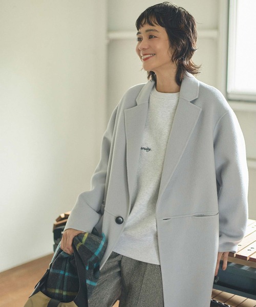 Gready Brilliant（グレディブリリアン）の「Ｗフェイスロングテーラーコート（その他アウター・レディース・アイボリー/サックスブルー/イエロー・38）」の6枚目の写真