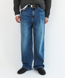 PRESS WASHED DENIM PANTS - MID BLUE