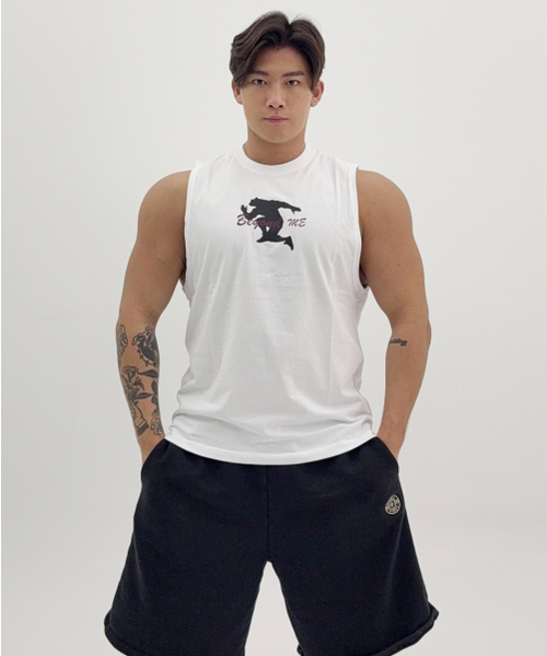 BARBELLWORKS（バーベルワークス）の「シェドウベアスリーブレス（Tシャツ/カットソー・メンズ・ホワイト/ブラック・LARGE/X-LARGE）」の3枚目の写真