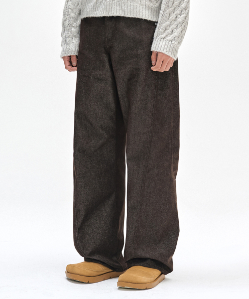 DECET(デケト)の「Curved Wide Jeans DCPT033CPBrown(デニムパンツ・レディース・その他・26/28/30/32/34)」の1枚目の写真