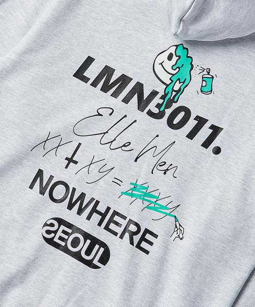 LMN3011（エルエムエヌ3011）の「グラフィティ印刷フード集業 - ホワイトメランジ（パーカー・レディース・ライトグレー・MEDIUM/LARGE/X-LARGE）」の8枚目の写真