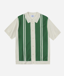 LETTERCOMO（レテルコモ）の「コズミックカーディガンシャツ半袖ニットグリーン（Tシャツ/カットソー）」