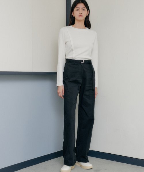 YUPPE(ヨッペ)の「BELT LINE PANTS_BLACK(その他パンツ・レディース・その他・MEDIUM)」の2枚目の写真