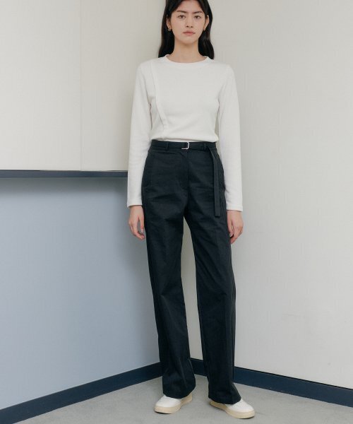 YUPPE(ヨッペ)の「BELT LINE PANTS_BLACK(その他パンツ・レディース・その他・MEDIUM)」の3枚目の写真