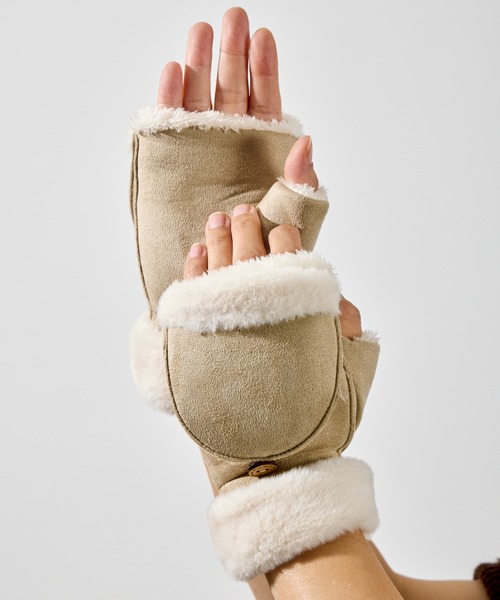 セール】指切りボア手袋 EG5201 QLI（手袋）｜ottilie（オティーリエ