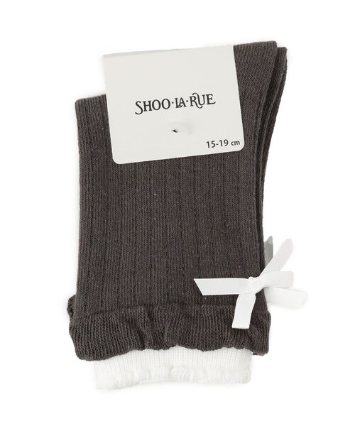 SHOO・LA・RUE（シューラルー）の「二重履き口バックリボンクルー丈ソックス（ソックス/靴下・キッズ・アイボリー/サックスブルー/ブラック・75/79）」の2枚目の写真