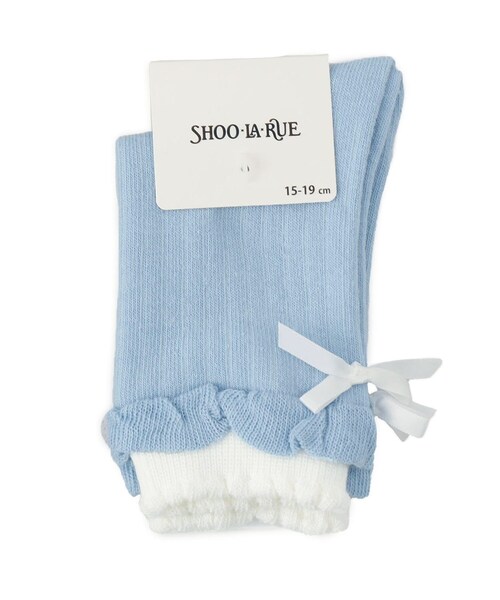 SHOO・LA・RUE（シューラルー）の「二重履き口バックリボンクルー丈ソックス（ソックス/靴下・キッズ・アイボリー/サックスブルー/ブラック・75/79）」の7枚目の写真