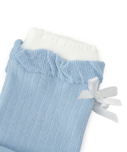 SHOO・LA・RUE（シューラルー）の「二重履き口バックリボンクルー丈ソックス（ソックス/靴下・キッズ・アイボリー/サックスブルー/ブラック・75/79）」の4枚目の写真