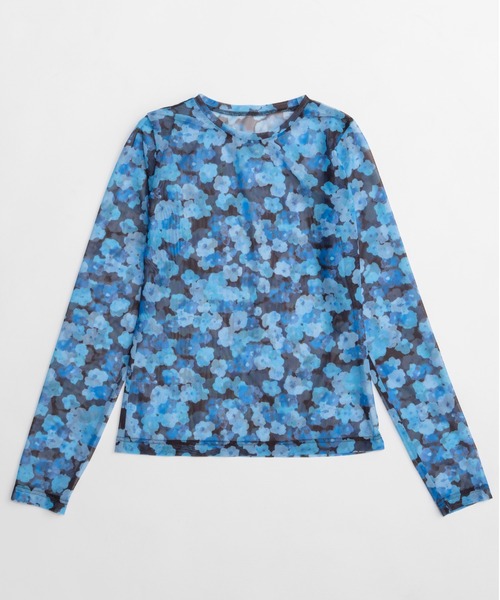 MAISON SPECIAL(メゾンスペシャル)の「Flower Print Tops/ブラーフラワープリントトップス(Tシャツ/カットソー・レディース・オレンジ/ブルー・FREE)」の7枚目の写真