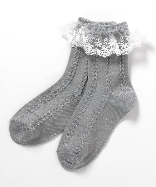 apres les cours(アプレレクール)の「スカラップレースソックス(ソックス/靴下・キッズ・オフホワイト/グレー・21/18/15 /12)」の7枚目の写真