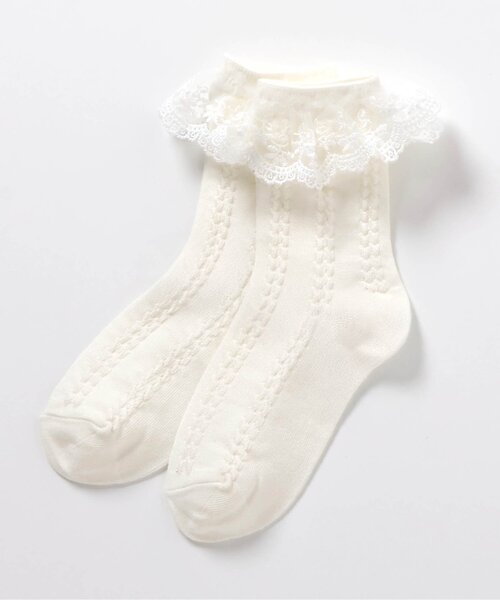 apres les cours(アプレレクール)の「スカラップレースソックス(ソックス/靴下・キッズ・オフホワイト/グレー・21/18/15 /12)」の6枚目の写真
