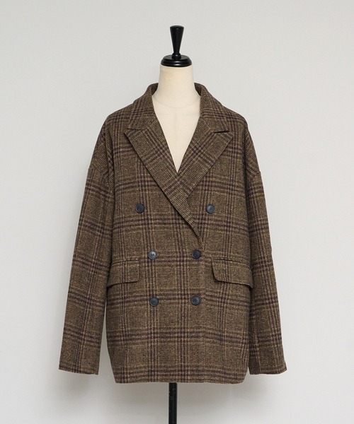 セール】ウールタッチグレンチェックジャケット（テーラードジャケット