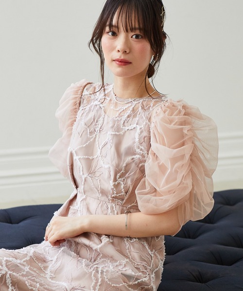 anne by RANAN(anne by RANAN)の「【3WAY/袖取り外し可能】フェザーレースドレス 結婚式 お呼ばれ オケージョンドレス(ドレス・レディース・グレー/ピンク/ブラック系・L/LL/M)」の3枚目の写真