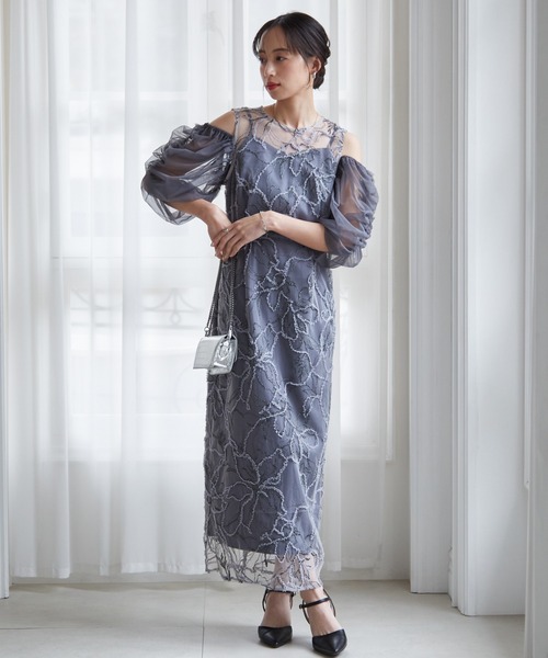anne by RANAN(anne by RANAN)の「【3WAY/袖取り外し可能】フェザーレースドレス 結婚式 お呼ばれ オケージョンドレス(ドレス・レディース・グレー/ピンク/ブラック系・L/LL/M)」の6枚目の写真