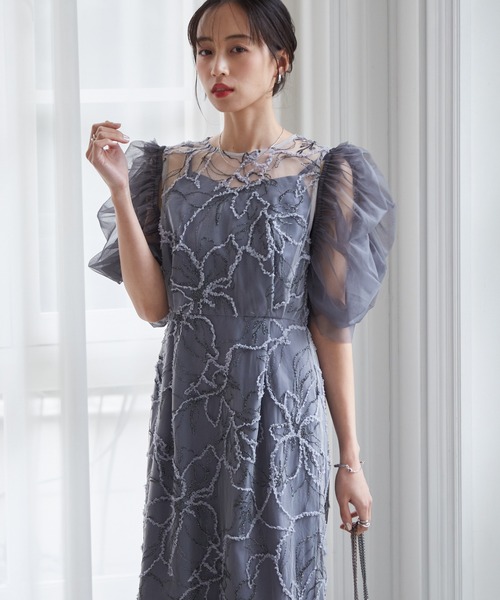 anne by RANAN(anne by RANAN)の「【3WAY/袖取り外し可能】フェザーレースドレス 結婚式 お呼ばれ オケージョンドレス(ドレス・レディース・グレー/ピンク/ブラック系・L/LL/M)」の7枚目の写真