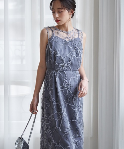 セール】【3WAY/袖取り外し可能】フェザーレースドレス 結婚式