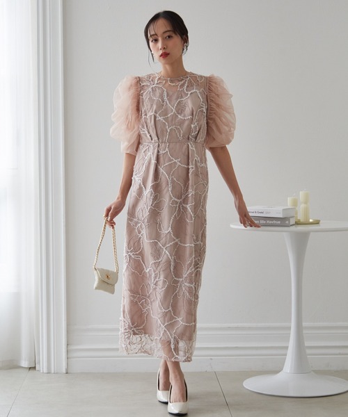 anne by RANAN(anne by RANAN)の「【3WAY/袖取り外し可能】フェザーレースドレス 結婚式 お呼ばれ オケージョンドレス(ドレス・レディース・グレー/ピンク/ブラック系・L/LL/M)」の17枚目の写真