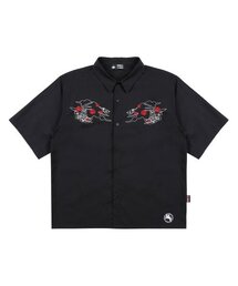 Monkey Flower（モンキーフラワー）の「共用アートドローイング刺繍レギュラーフィット半袖シャツ/MM1WWS02U BLACK（シャツ/ブラウス）」
