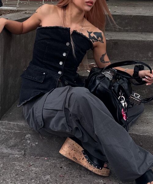 OPUS 0012(オーパス0012)の「Op. 07 TYPA DENIM TOP BLACK(その他トップス・レディース・その他・FREE)」の8枚目の写真