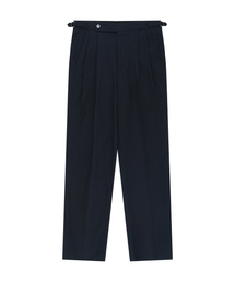 Linen / Cotton Double Pleats relaxed Chino Pants (Navy)