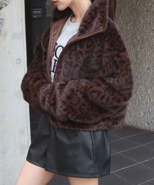 CECIL McBEE（セシルマクビー）の「MIXシャギーレオパード柄ジャケット（その他アウター・レディース・オフホワイト/ブラウン・MEDIUM/LARGE）」の6枚目の写真