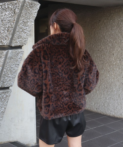 CECIL McBEE（セシルマクビー）の「MIXシャギーレオパード柄ジャケット（その他アウター・レディース・オフホワイト/ブラウン・MEDIUM/LARGE）」の7枚目の写真