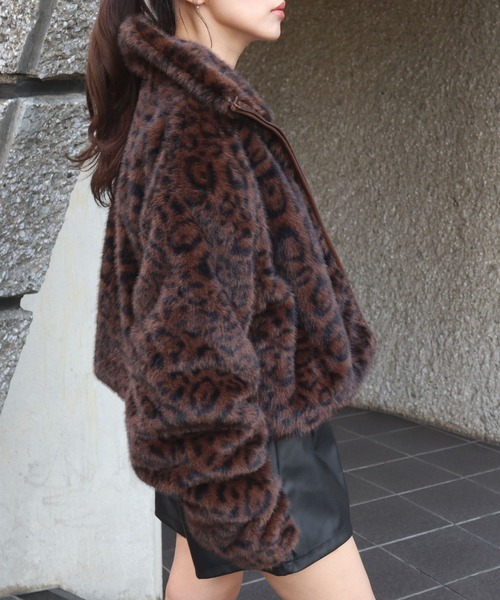 CECIL McBEE（セシルマクビー）の「MIXシャギーレオパード柄ジャケット（その他アウター・レディース・オフホワイト/ブラウン・MEDIUM/LARGE）」の8枚目の写真